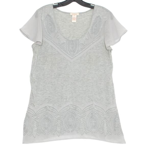 Sundance Top Embroidered Boho Casual Peasant Minimalist Flowy Gray Size Medium - Picture 1 of 4